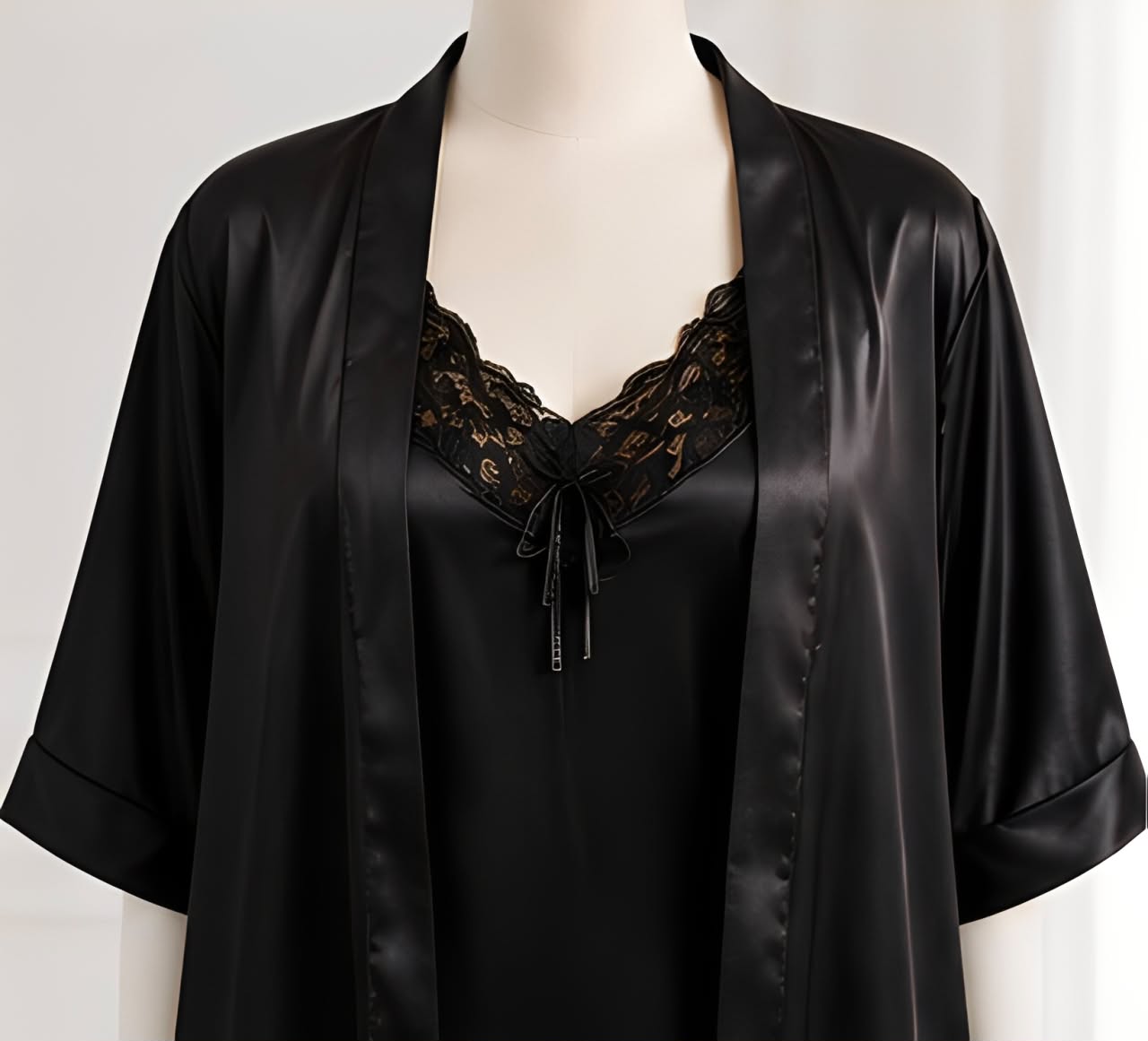 DMORA Luxe Satin Nighty Robe Set - My Store 5