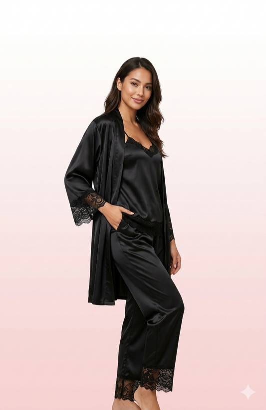 DMORA Luxe Satin Nighty Robe Set