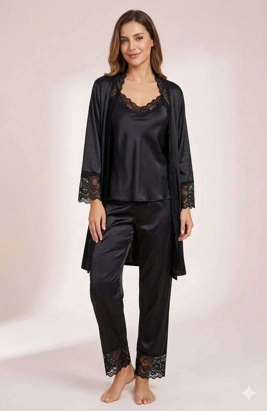 DMORA Luxe Satin Nighty Robe Set