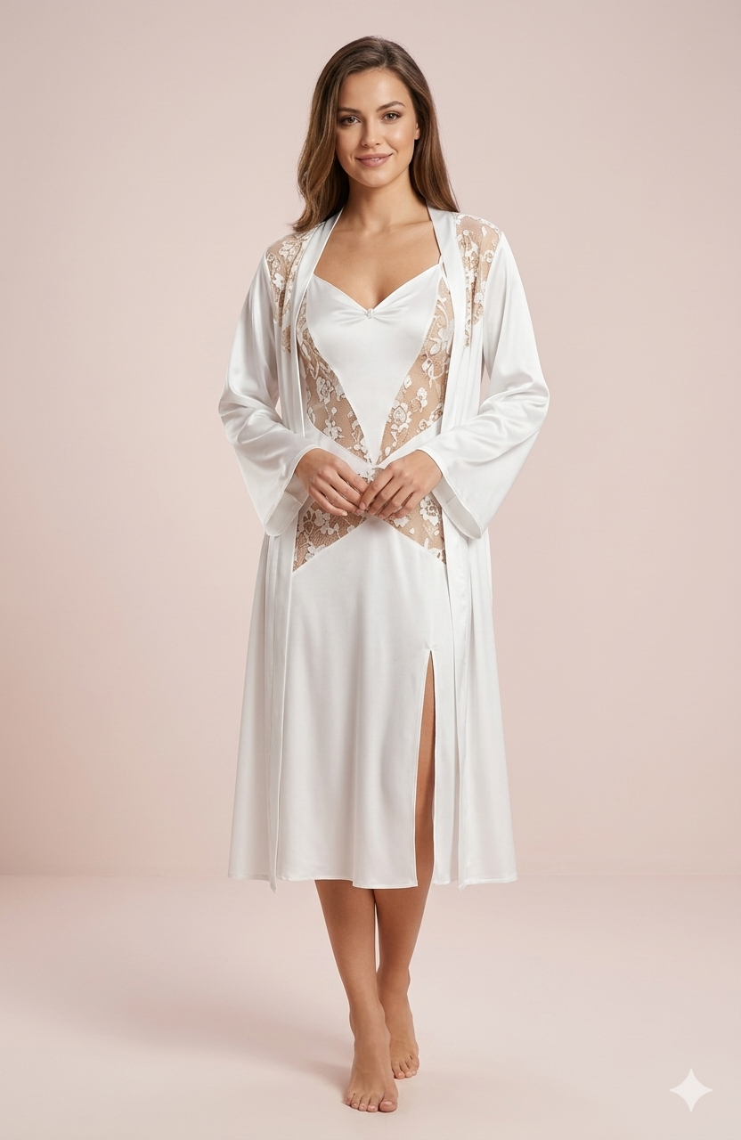 DMORA Royal Satin Lace Nightwear Set