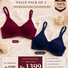 DMORA Double The Style Value Pack of 2 Bras – Wine & Navy Blue Ribbed Comfort Bra