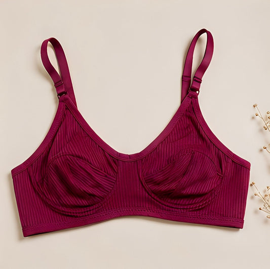 DMORA Double The Style Value Pack of 2 Bras – Wine & Navy Blue Ribbed Comfort Bra - My Store 5