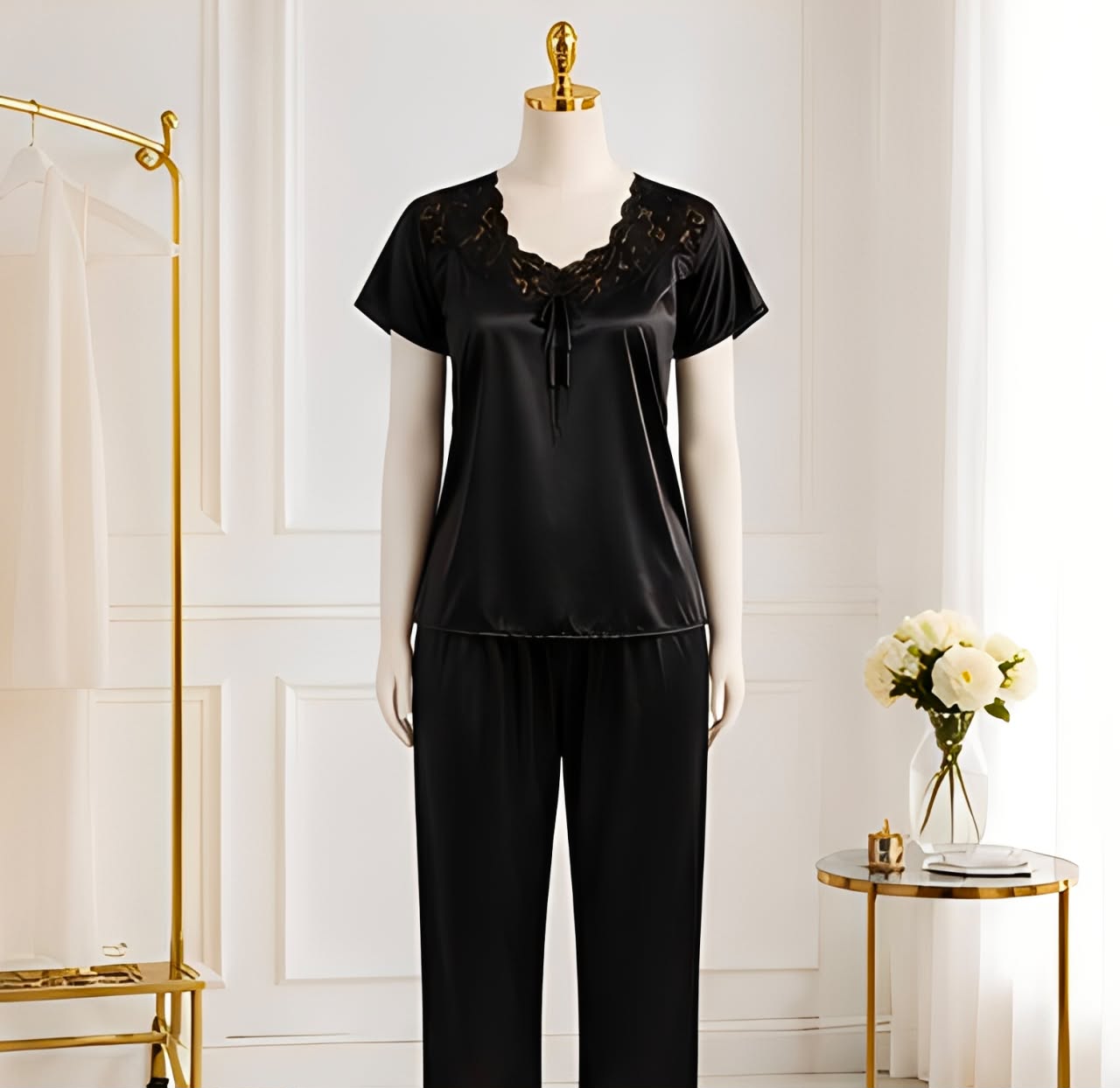 DMORA Luxe Satin Nighty Robe Set - My Store 5