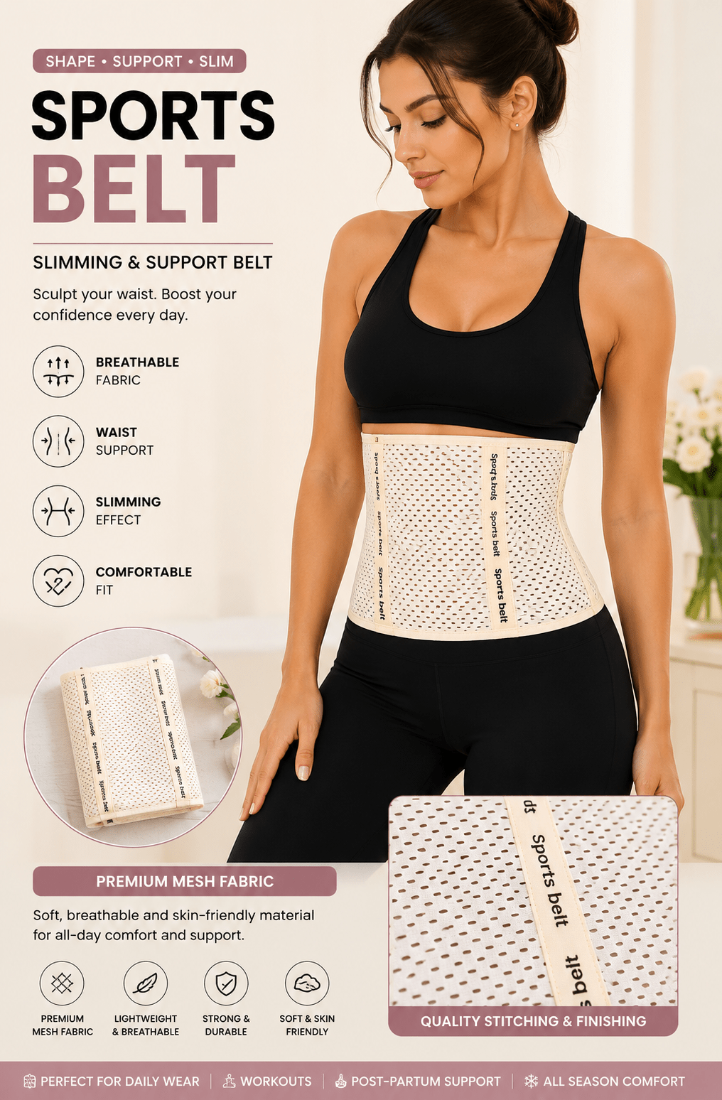 DMORA Premium Mesh Sports Belly Belt – Waist Support & Slimming Shapewear - My Store 5