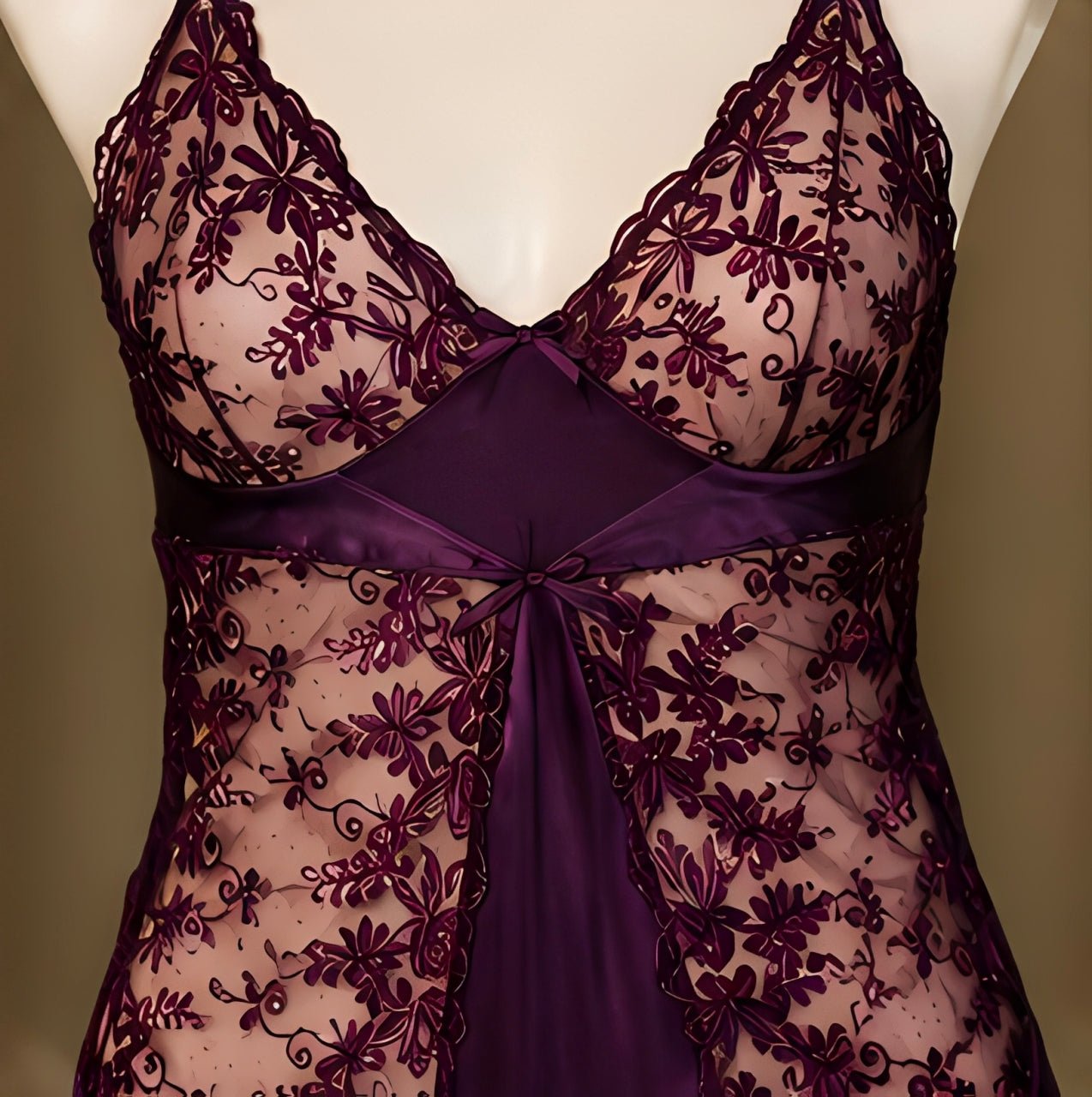DMORA Royal Plum Satin Lace 3-Piece Nightwear Set – Premium Luxury Sleepwear - My Store 5