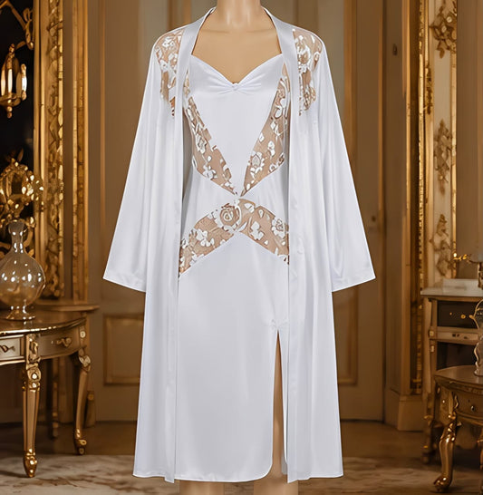 DMORA Royal Satin Lace Nightwear Set - My Store 5