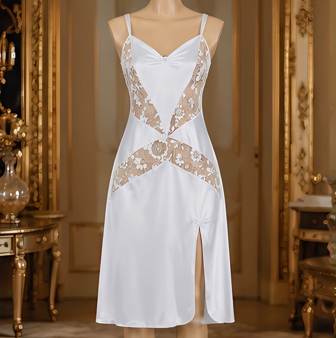 DMORA Royal Satin Lace Nightwear Set - My Store 5