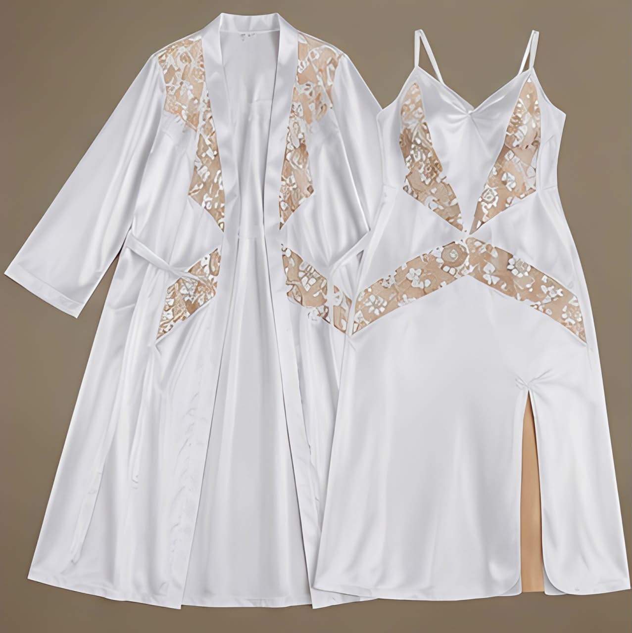DMORA Royal Satin Lace Nightwear Set - My Store 5