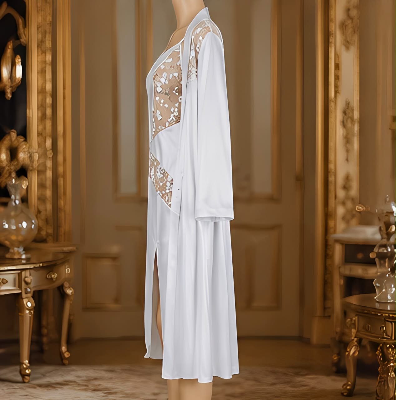 DMORA Royal Satin Lace Nightwear Set - My Store 5
