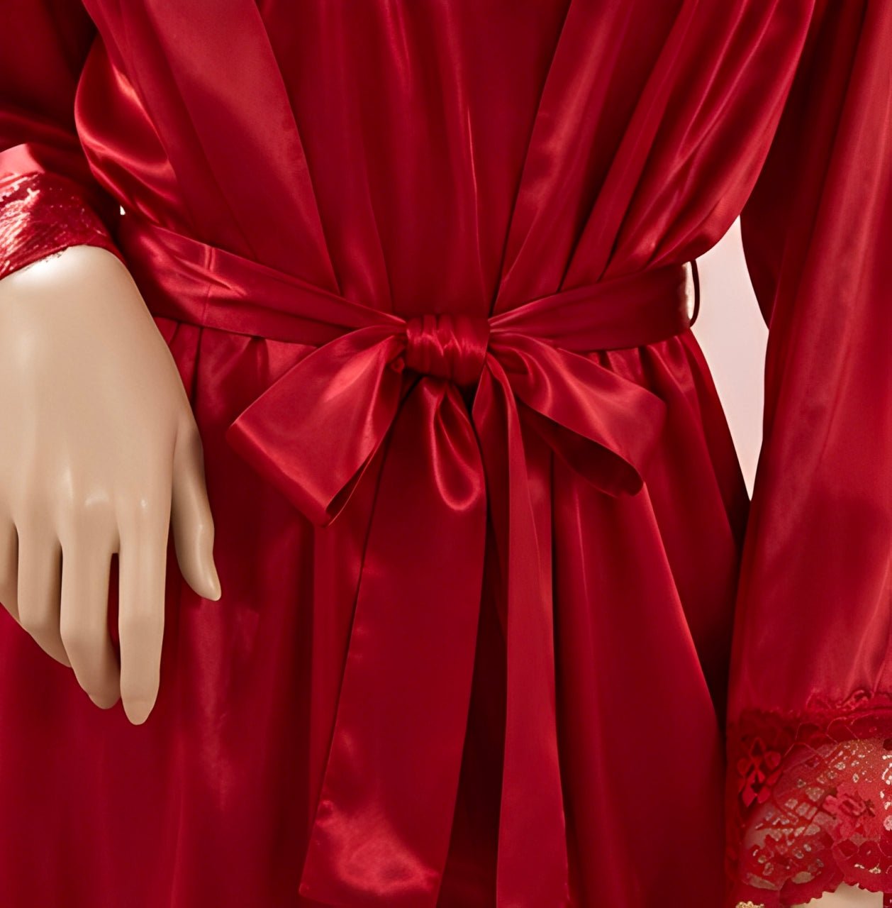 DMORA Ruby Satin Lace 4-Piece Nightwear Set – Luxury Sleepwear Collection - My Store 5