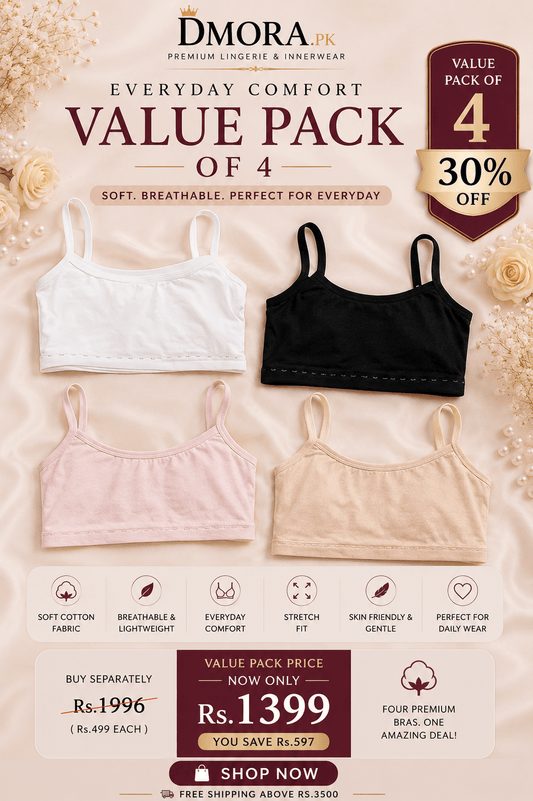 DMORA SoftComfort Cotton Lounge Bra (Pack of 4) - My Store 5